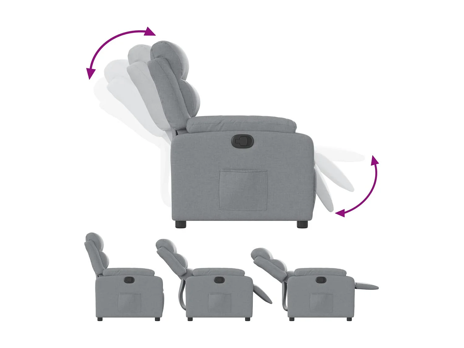 Fauteuil inclinable Gris clair Tissu