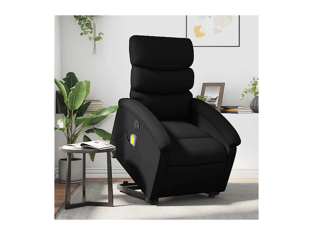 Massagesessel mit Aufstehhilfe Elektrisch Schwarz Kunstleder
