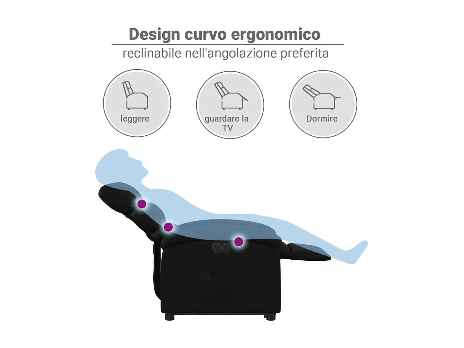 Massagesessel mit Aufstehhilfe Elektrisch Schwarz Kunstleder