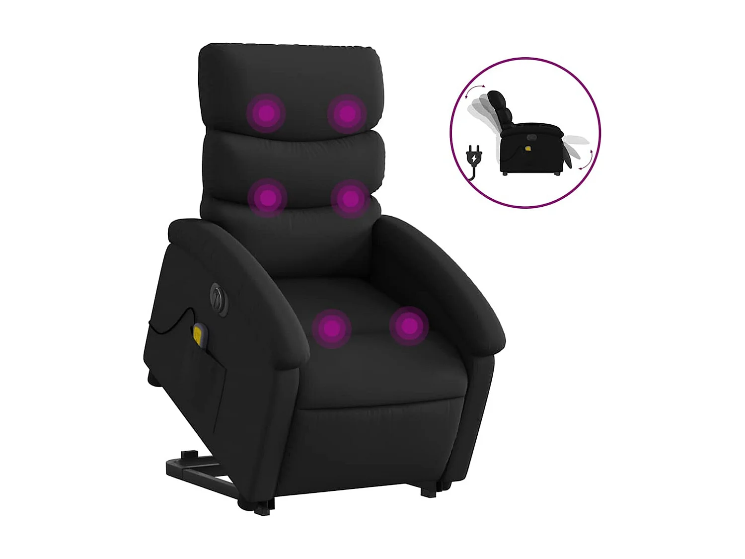 Massagesessel mit Aufstehhilfe Elektrisch Schwarz Kunstleder