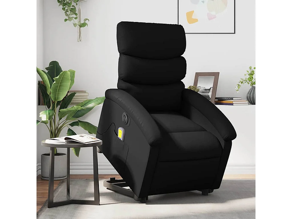 Massagesessel mit Aufstehhilfe Elektrisch Schwarz Kunstleder