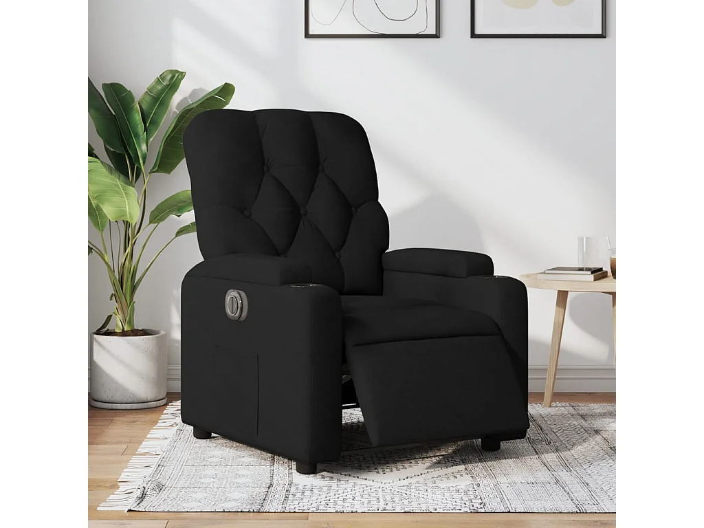 Fauteuil verstelbaar elektrisch stof zwart