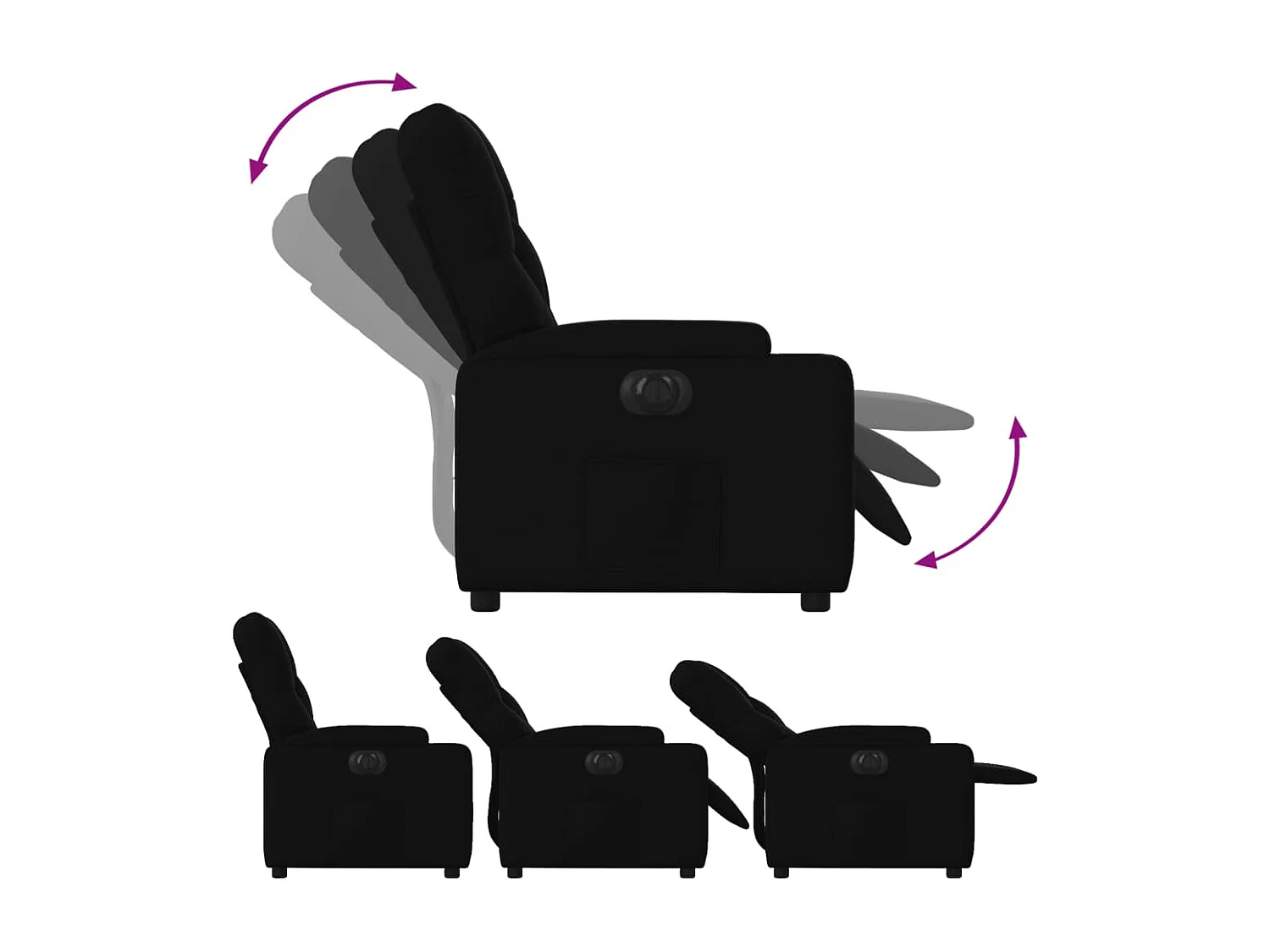 Fauteuil verstelbaar elektrisch stof zwart