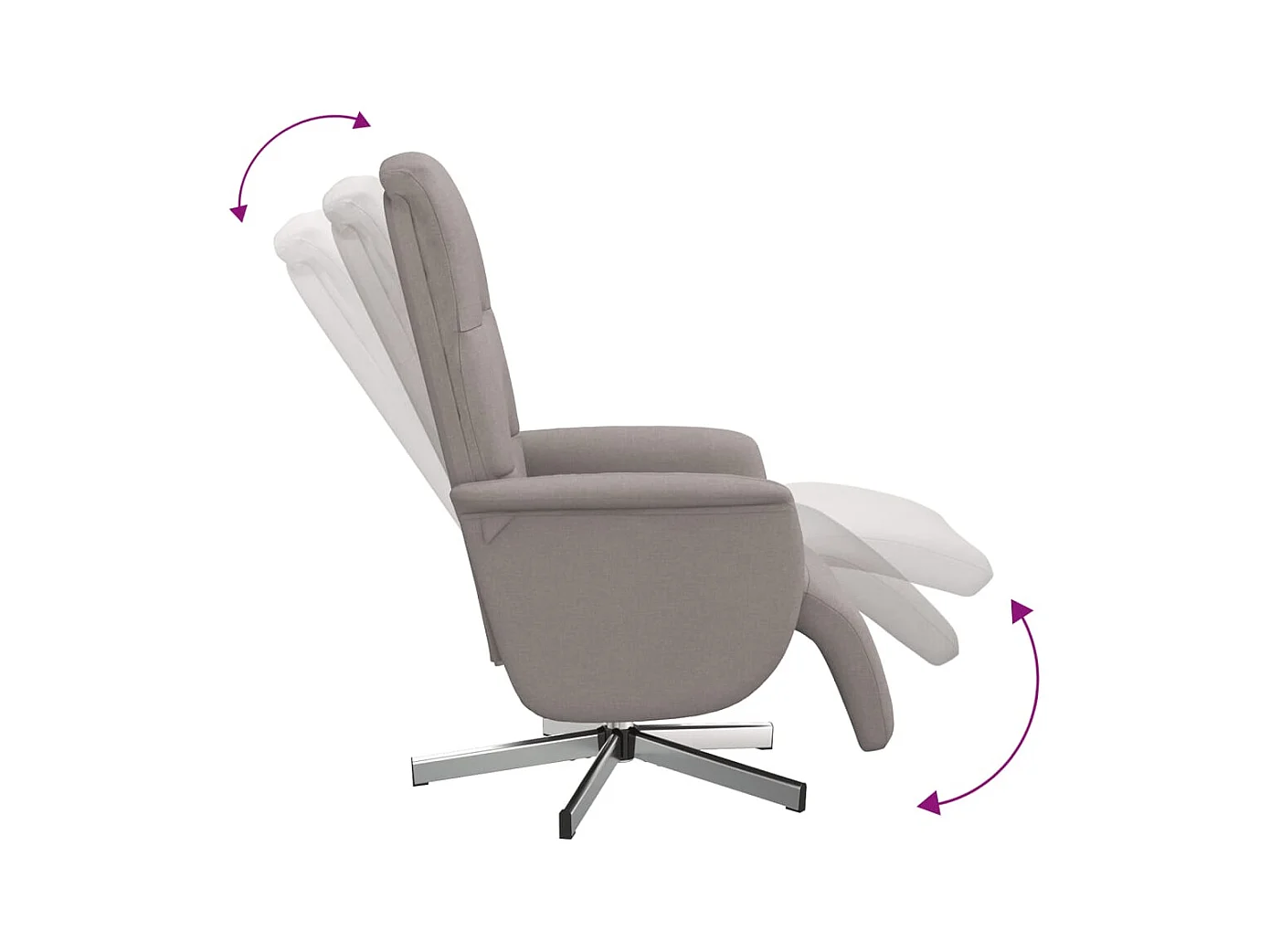 Fauteuil verstelbaar met voetensteun stof taupe