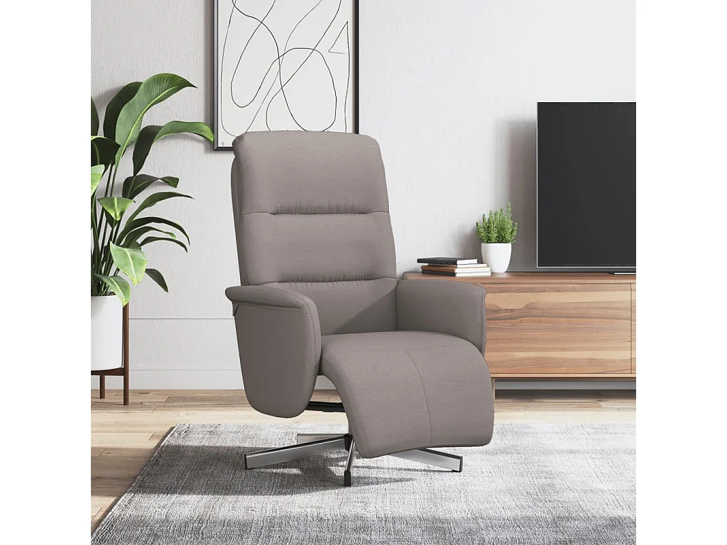 Sillón reclinable con reposapiés tela gris taupe