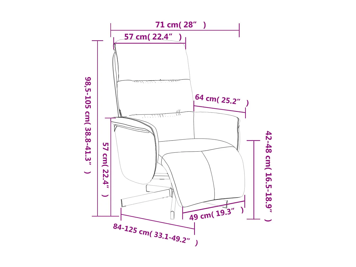 Fauteuil inclinable avec repose-pieds taupe tissu