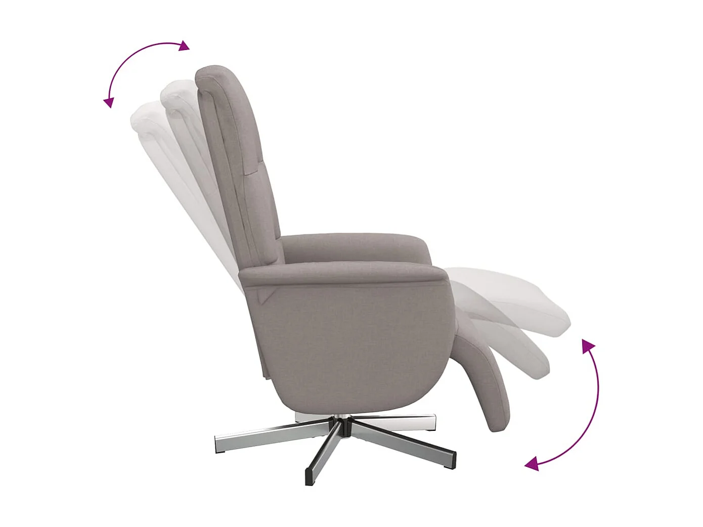Fauteuil inclinable avec repose-pieds taupe tissu
