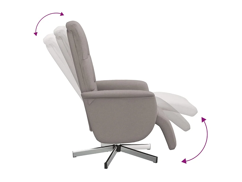 Fauteuil inclinable avec repose-pieds taupe tissu