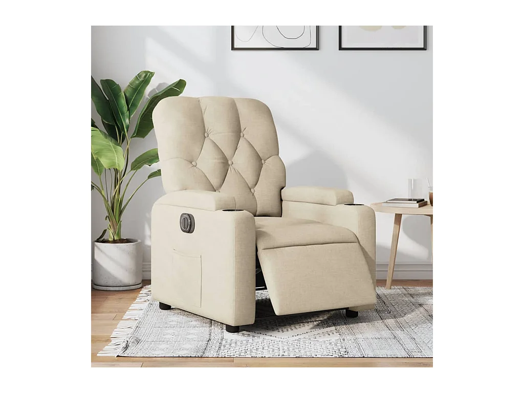 Fauteuil inclinable électrique Crème Tissu
