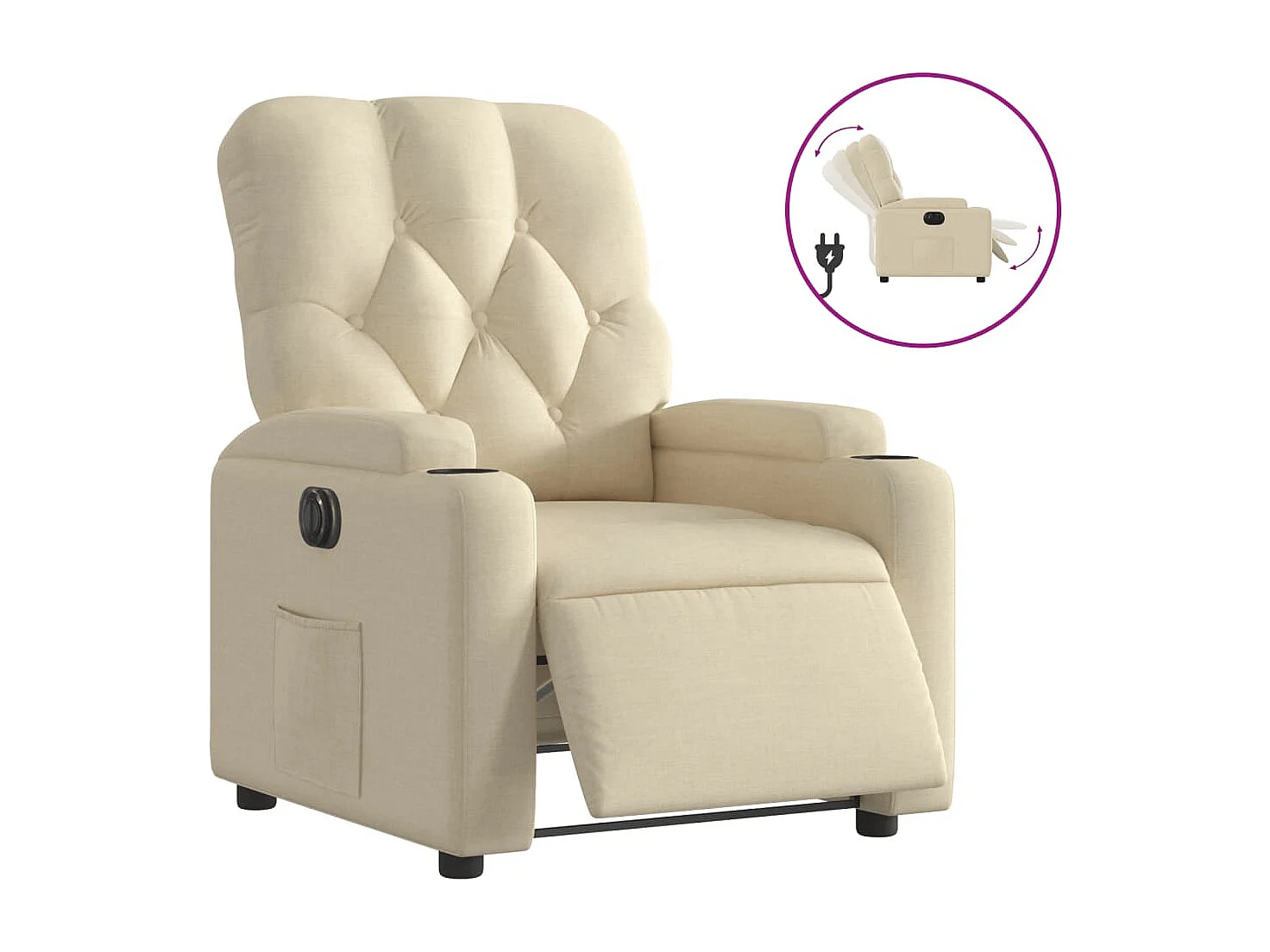 Fauteuil inclinable électrique Crème Tissu