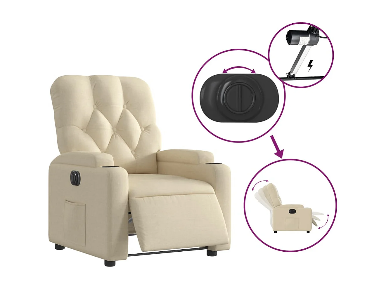 Relaxsessel Elektrisch Creme Stoff