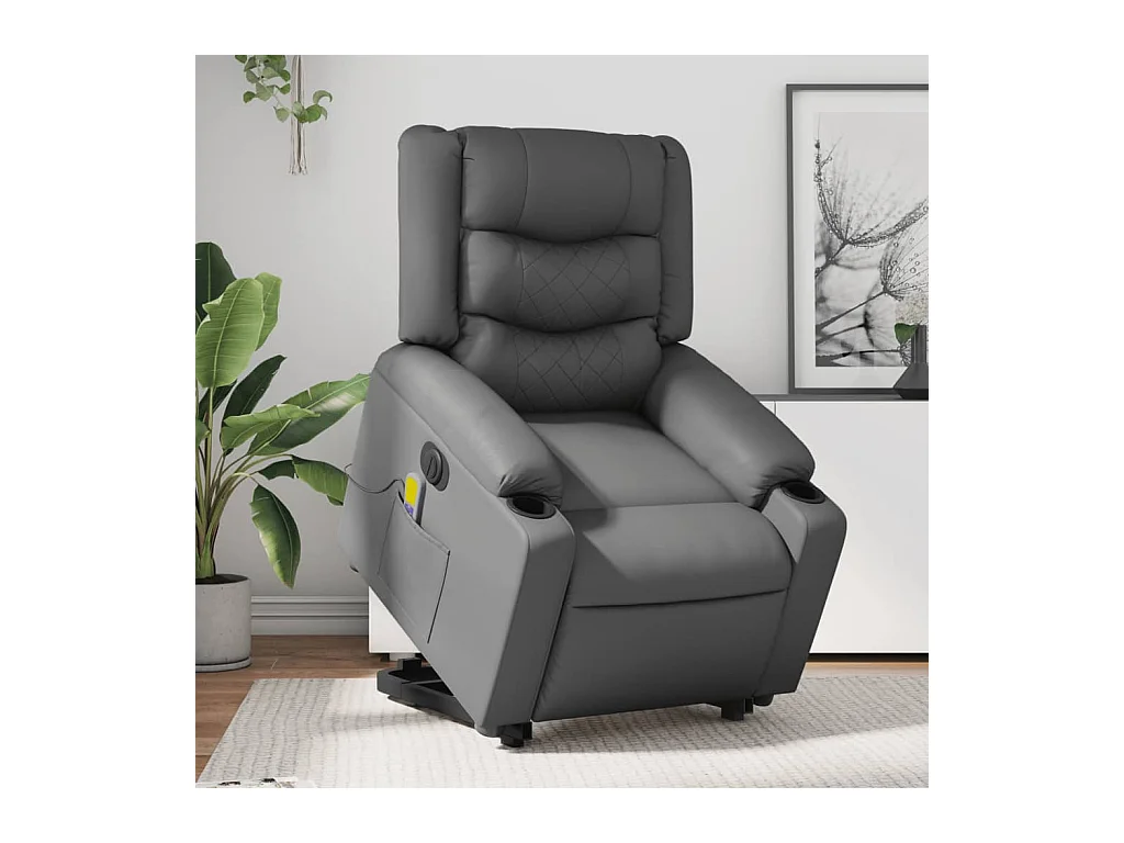 Fauteuil inclinable de massage électrique gris similicuir