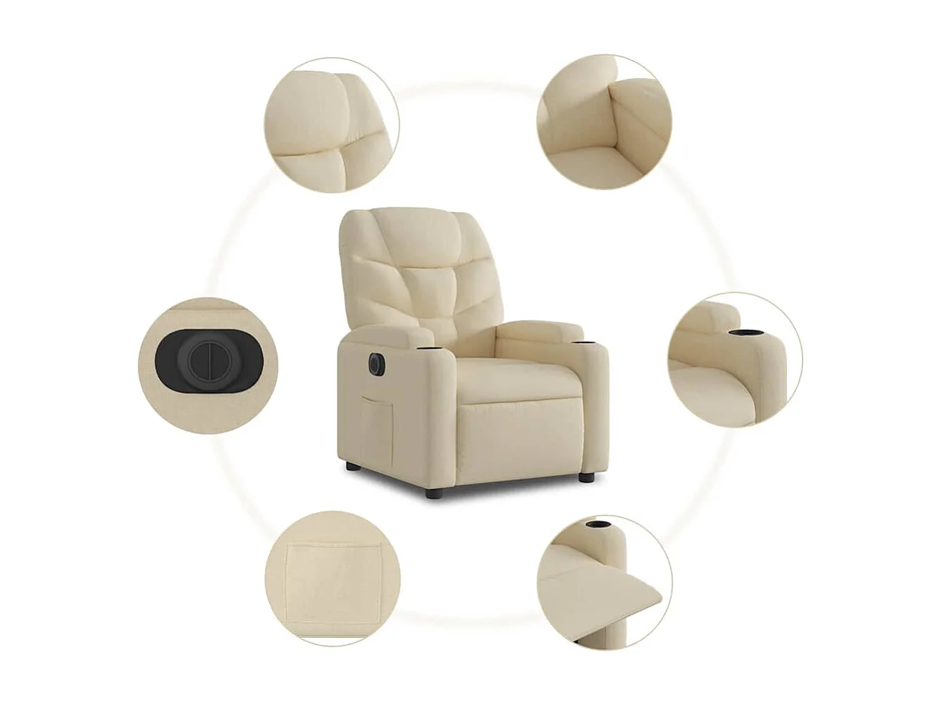 Fauteuil inclinable électrique Crème Tissu