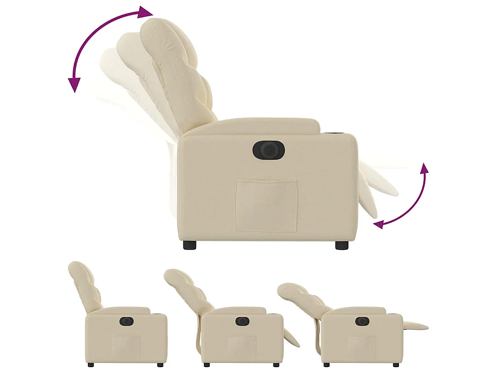 Fauteuil verstelbaar elektrisch stof crèmekleurig