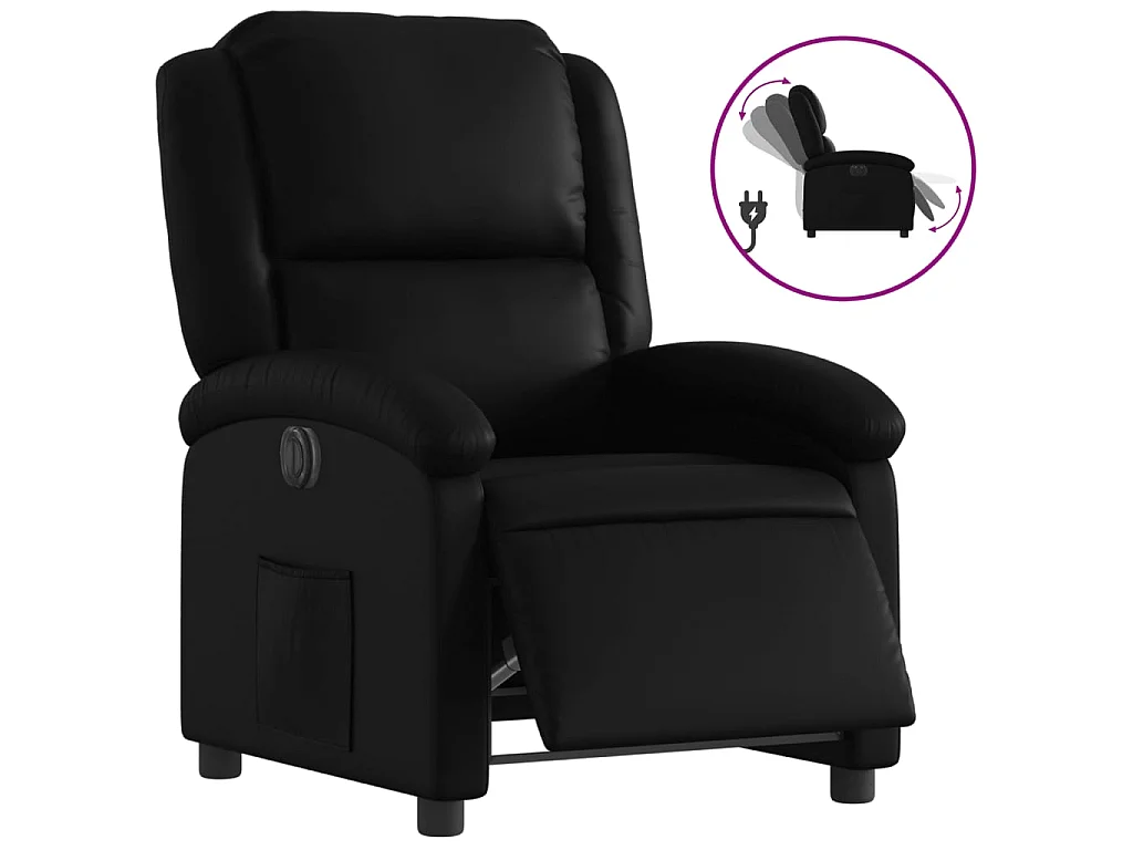 Fauteuil inclinable électrique Noir Similicuir