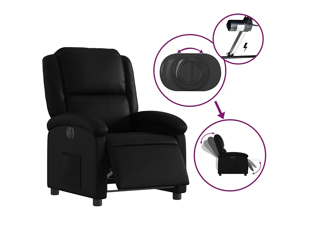 Fauteuil inclinable électrique Noir Similicuir