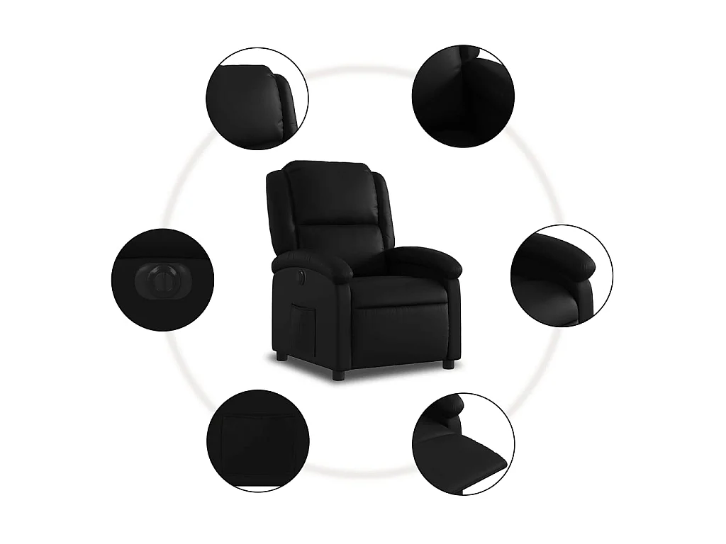 Fauteuil inclinable électrique Noir Similicuir