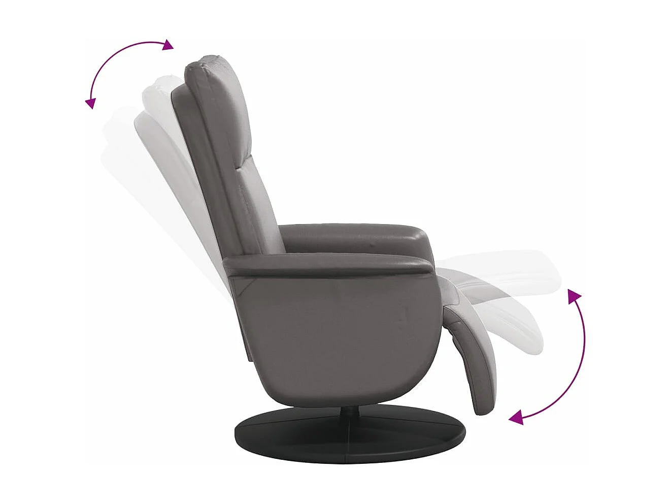 Fauteuil inclinable avec repose-pieds gris similicuir