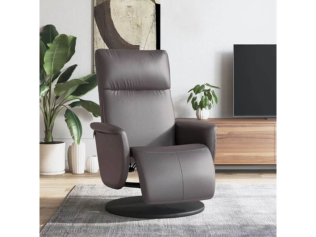 Fauteuil inclinable avec repose-pieds gris similicuir