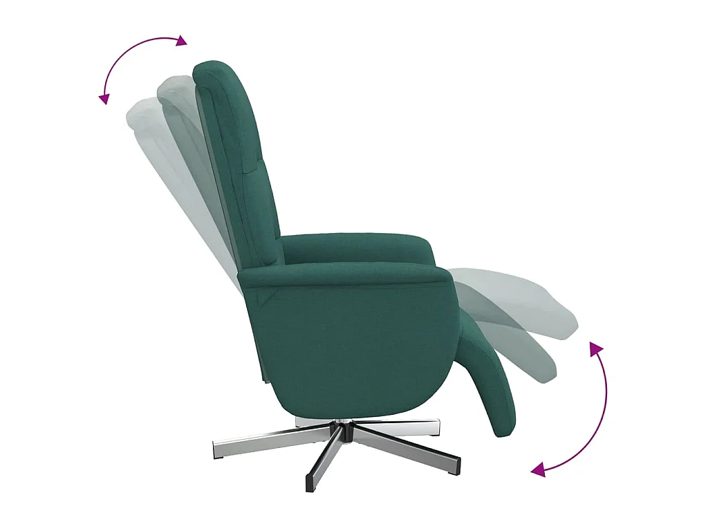 Fauteuil inclinable avec repose-pieds vert foncé tissu
