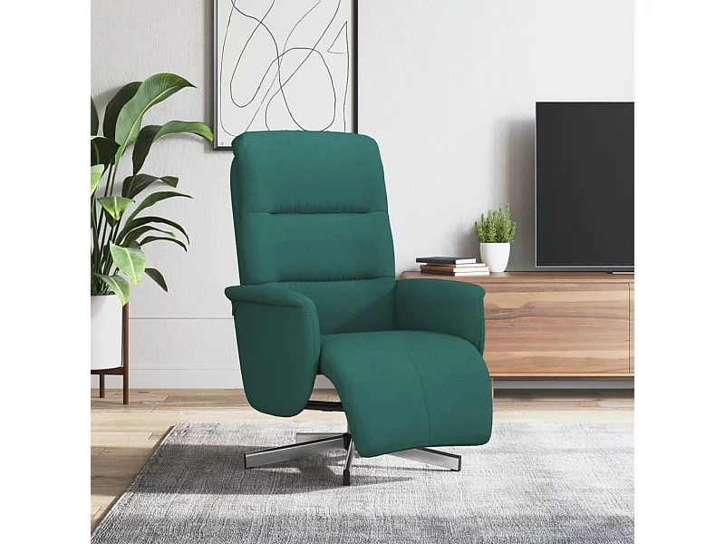 Fauteuil inclinable avec repose-pieds vert foncé tissu