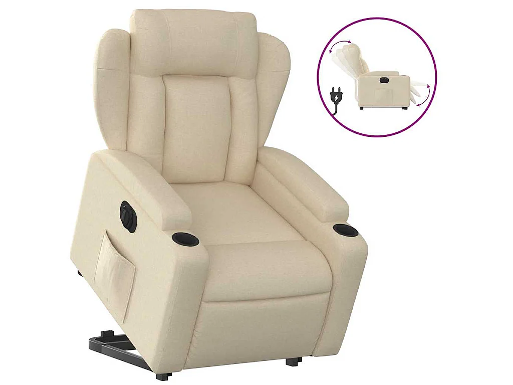 Fauteuil inclinable électrique crème tissu