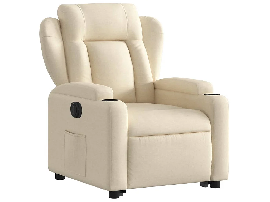Fauteuil inclinable électrique crème tissu