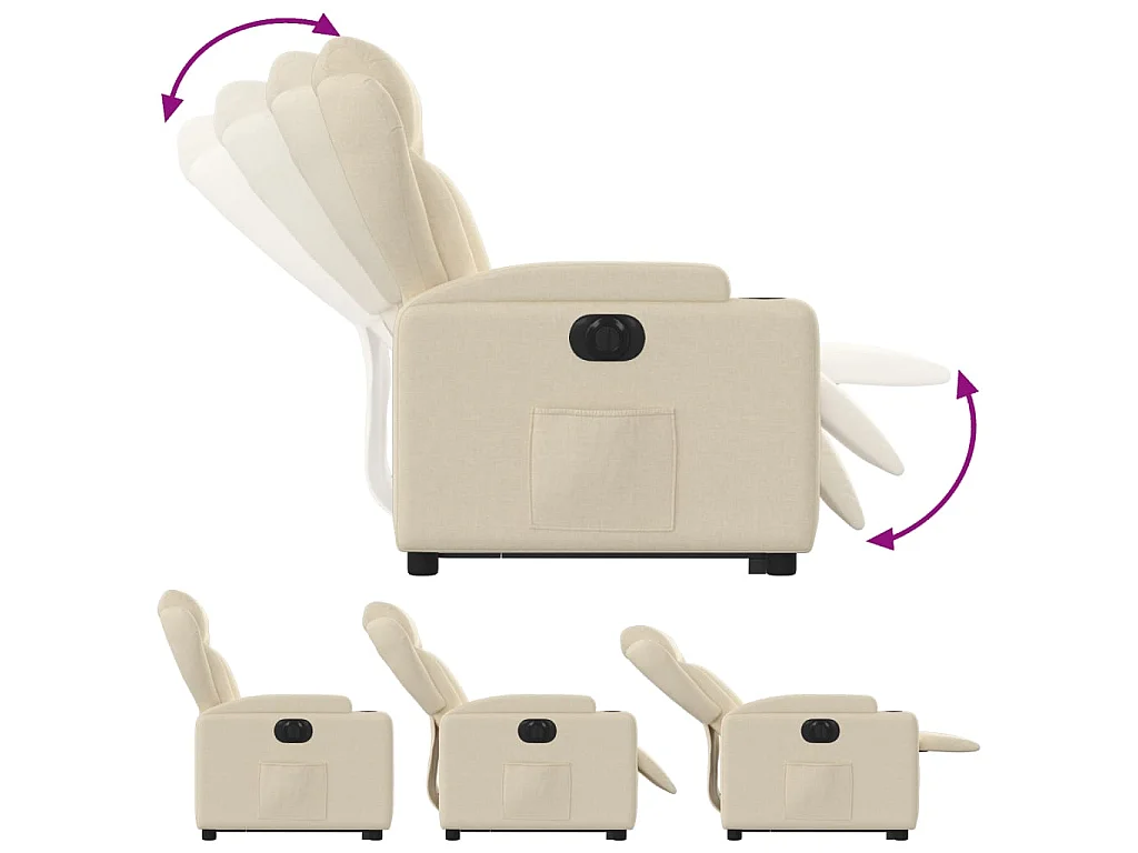Fauteuil inclinable électrique crème tissu