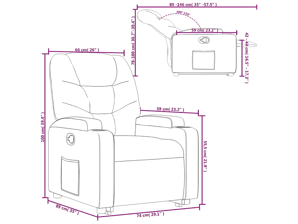 Fauteuil inclinable Rouge Similicuir