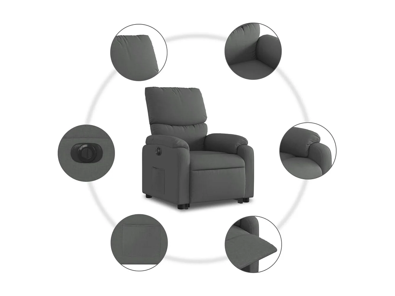 Fauteuil inclinable électrique gris foncé tissu