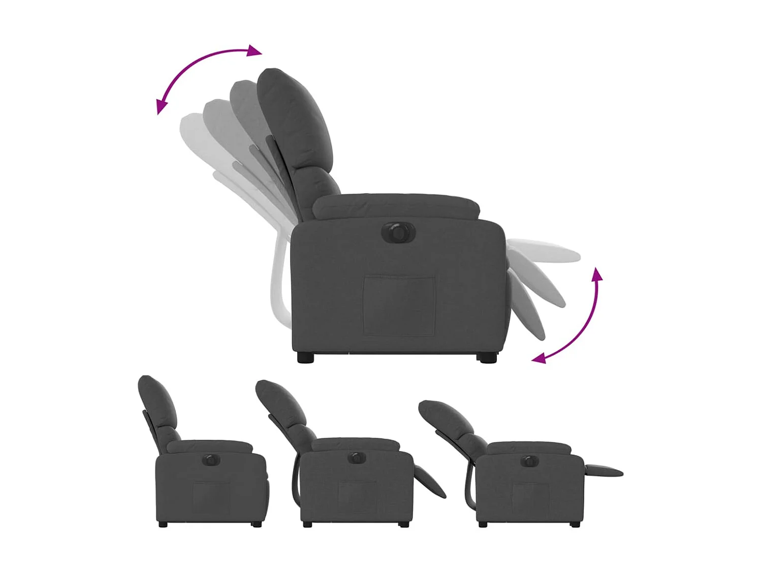 Fauteuil inclinable électrique gris foncé tissu