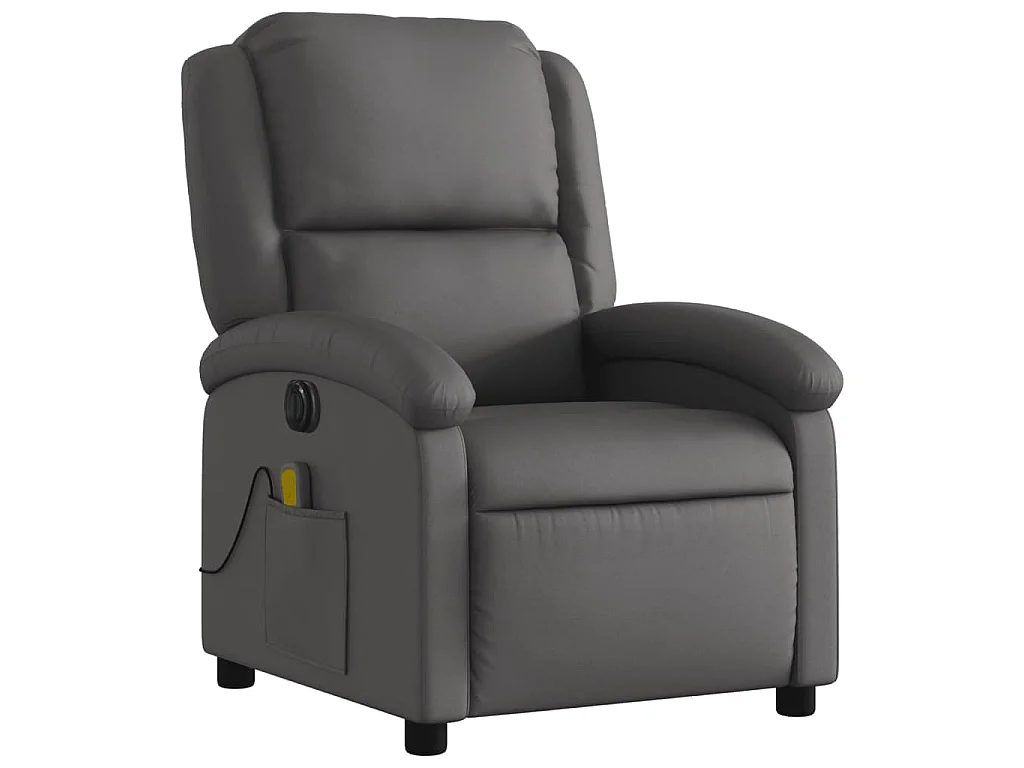 Massagesessel Elektrisch Grau Echtleder