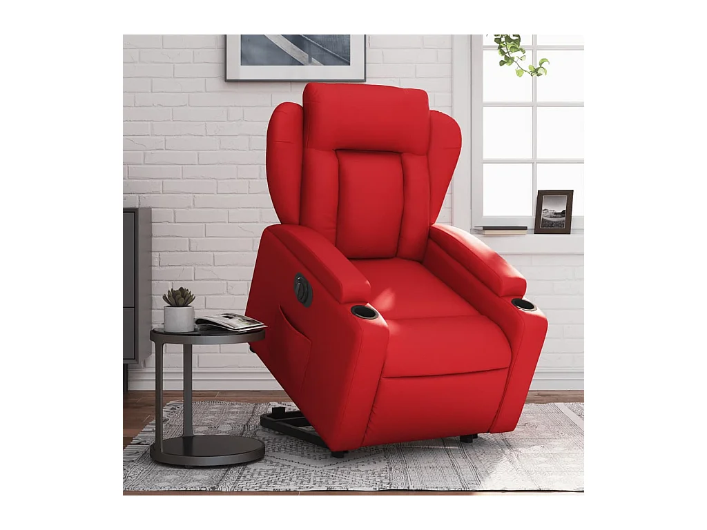 Fauteuil inclinable électrique rouge similicuir