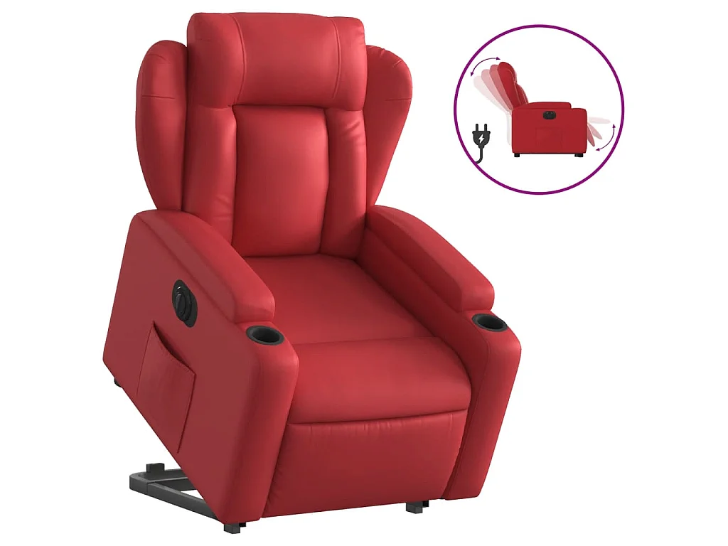 Relaxsessel mit Aufstehhilfe Elektrisch Rot Kunstleder