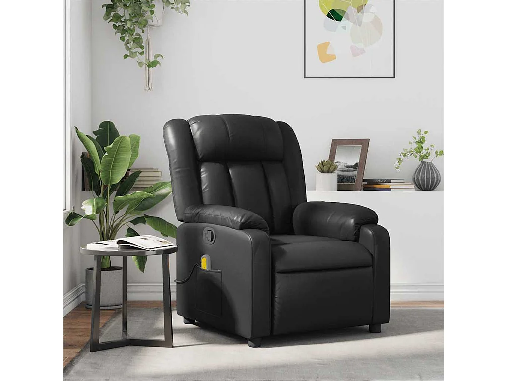 Fauteuil de massage inclinable Noir Similicuir