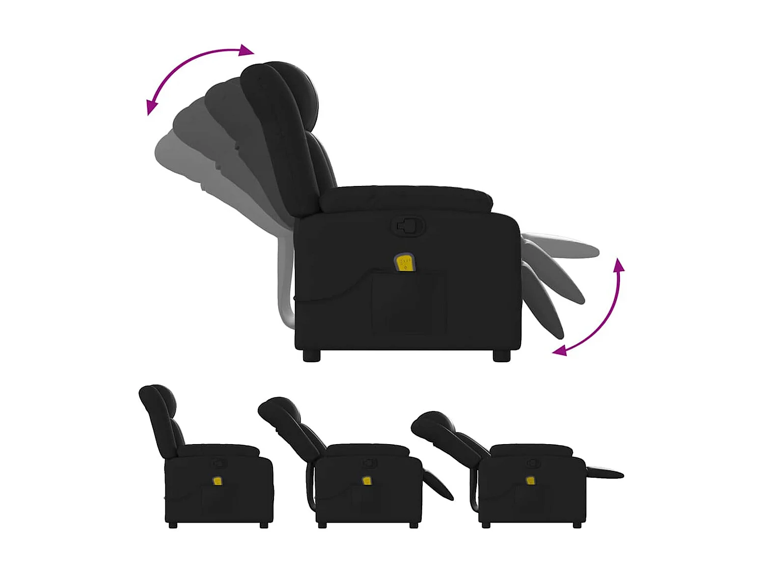 Fauteuil de massage inclinable Noir Similicuir