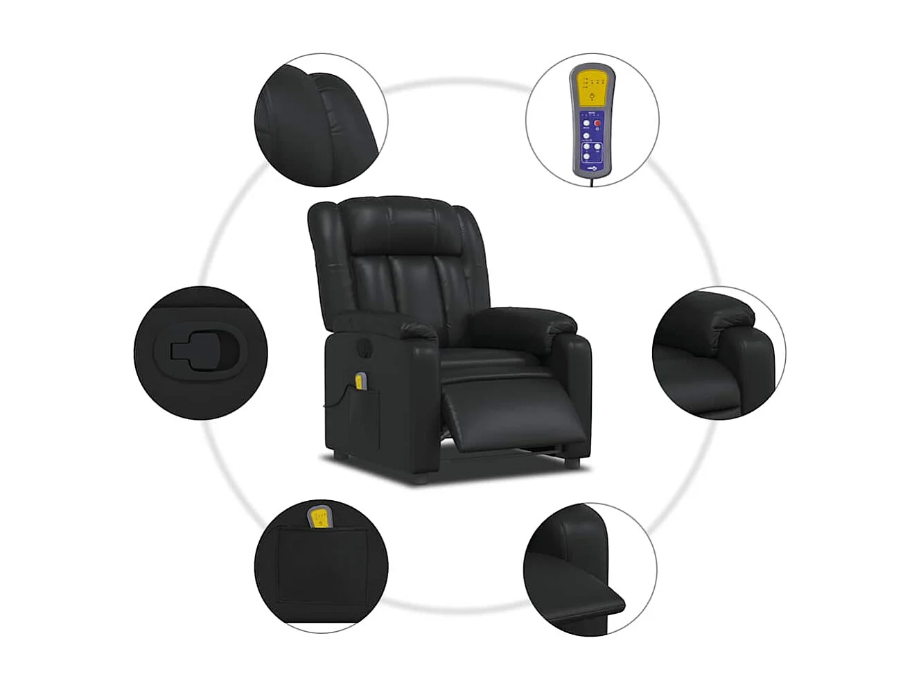 Fauteuil de massage inclinable Noir Similicuir