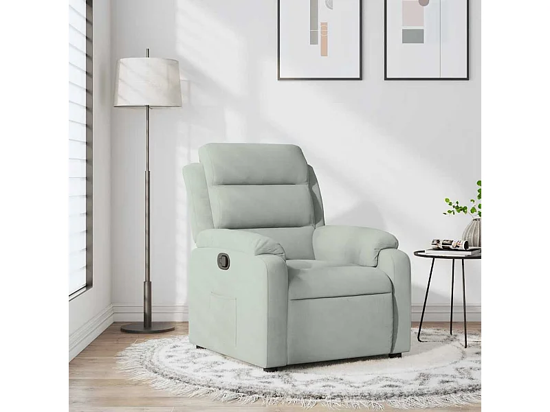 Sillón reclinable de terciopelo gris claro