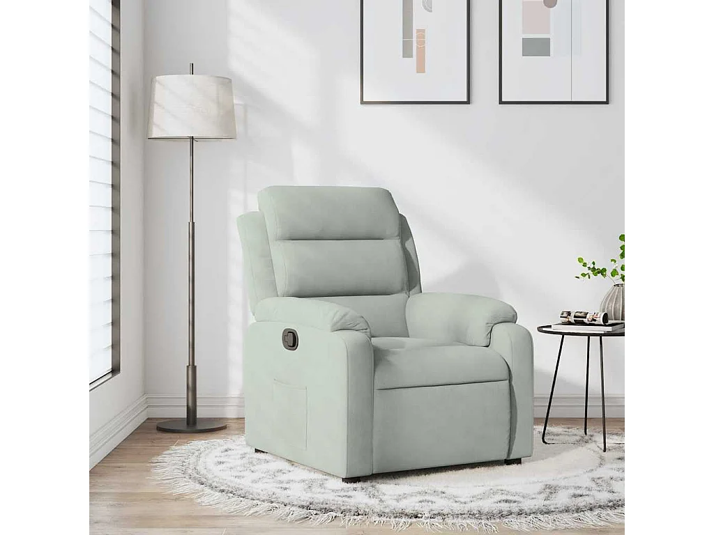 Fauteuil verstelbaar fluweel lichtgrijs