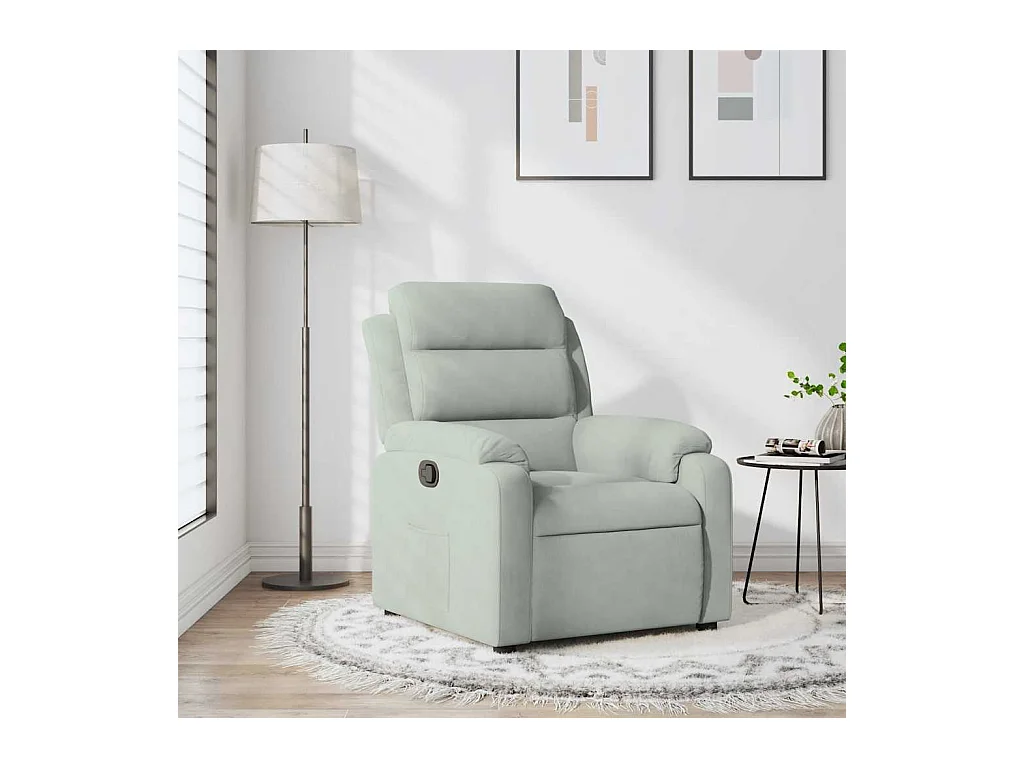 Fauteuil inclinable gris clair velours