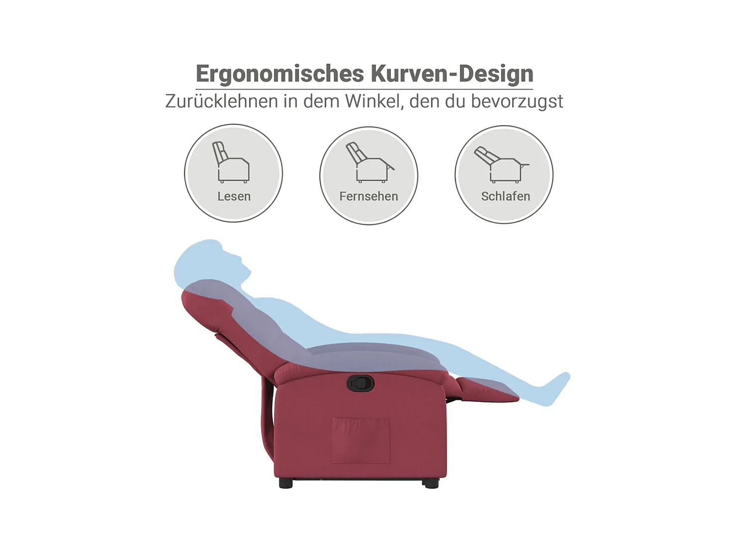 Fauteuil inclinable rouge bordeaux tissu