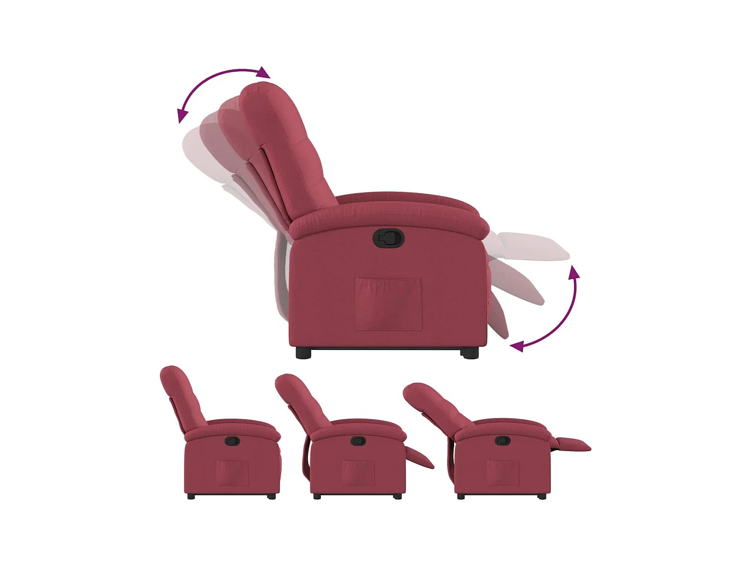 Fauteuil inclinable rouge bordeaux tissu