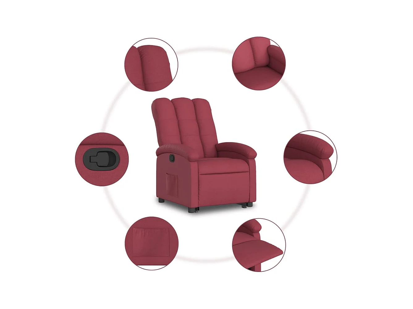 Fauteuil inclinable rouge bordeaux tissu