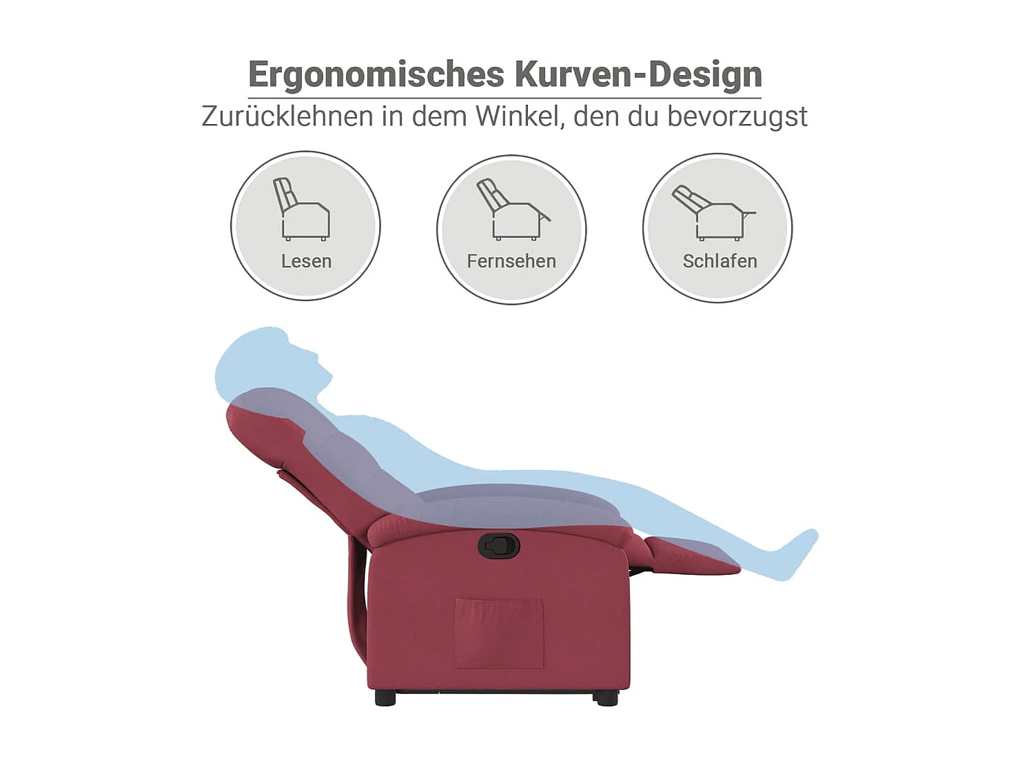 Fauteuil inclinable rouge bordeaux tissu