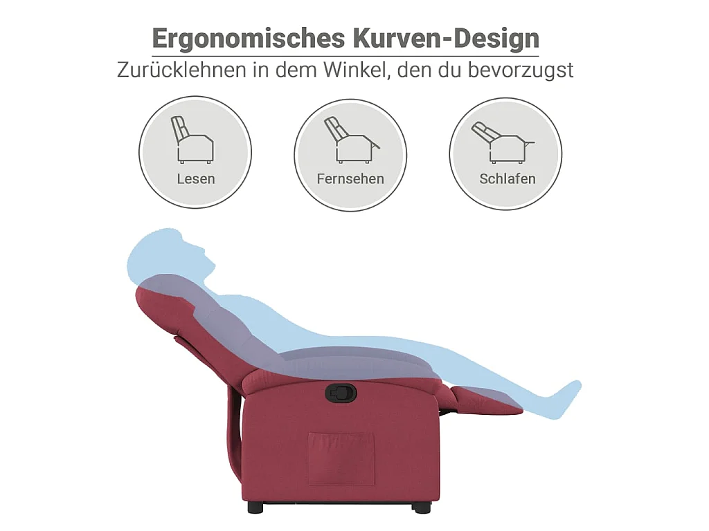 Fauteuil inclinable rouge bordeaux tissu