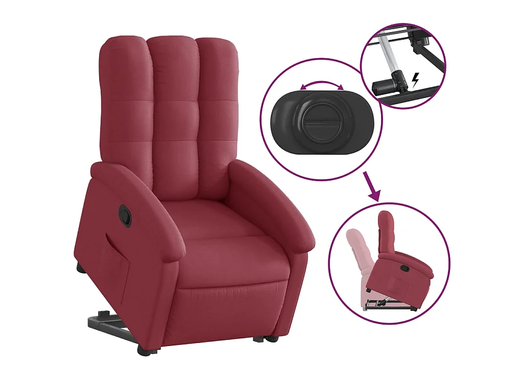 Fauteuil inclinable rouge bordeaux tissu