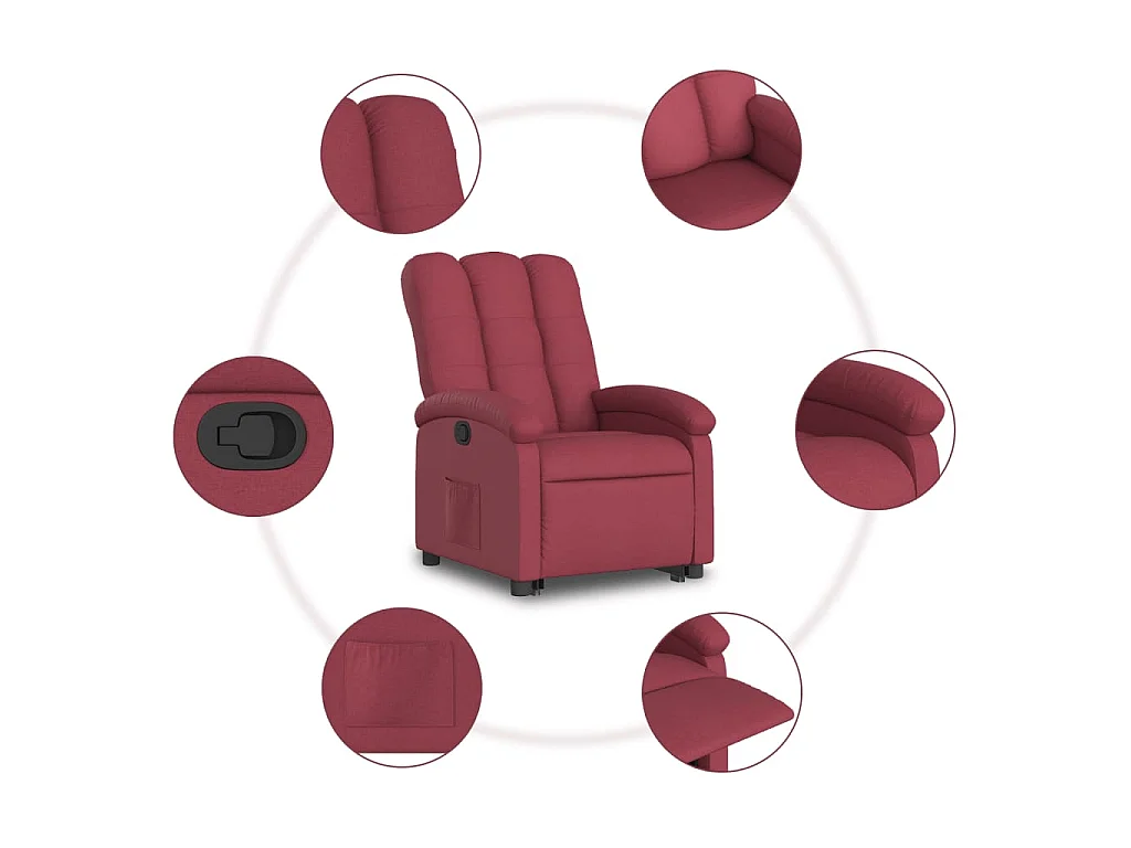 Fauteuil inclinable rouge bordeaux tissu