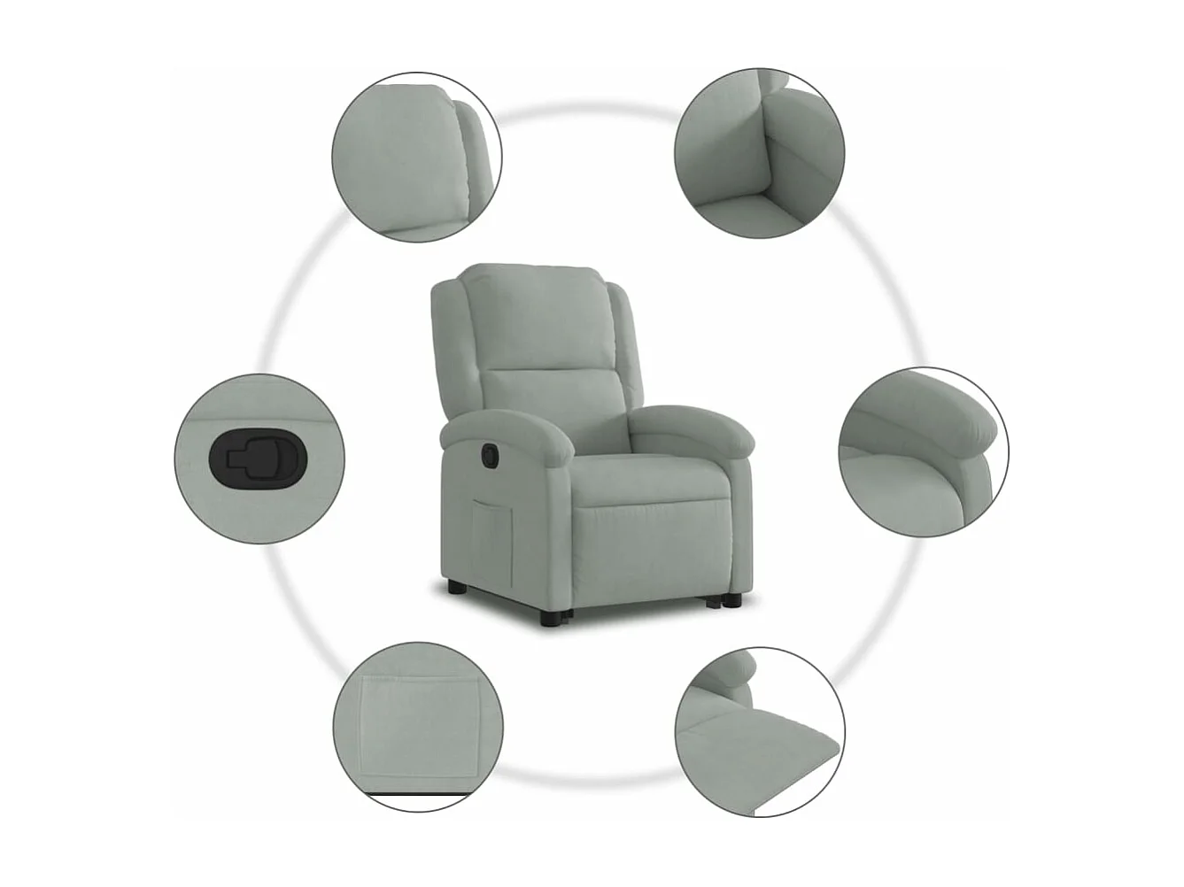 Fauteuil inclinable Gris clair Velours