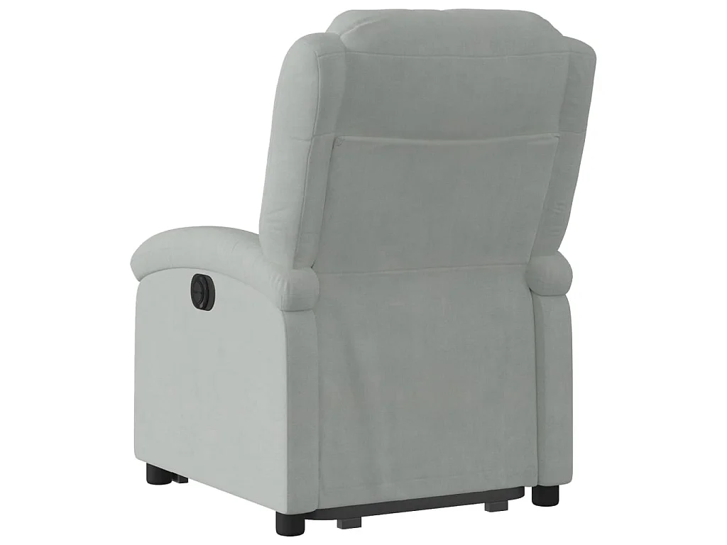 Poltrona Alzapersona Reclinabile Grigio Chiaro in Velluto