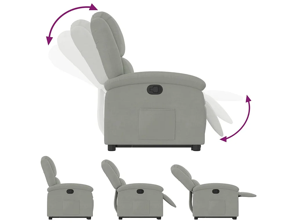 Poltrona Alzapersona Reclinabile Grigio Chiaro in Velluto